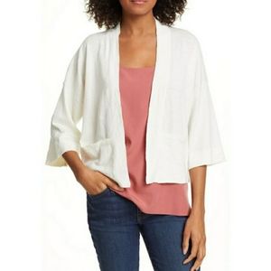 NWT Eileen Fisher Short Linen Cardigan Ivory